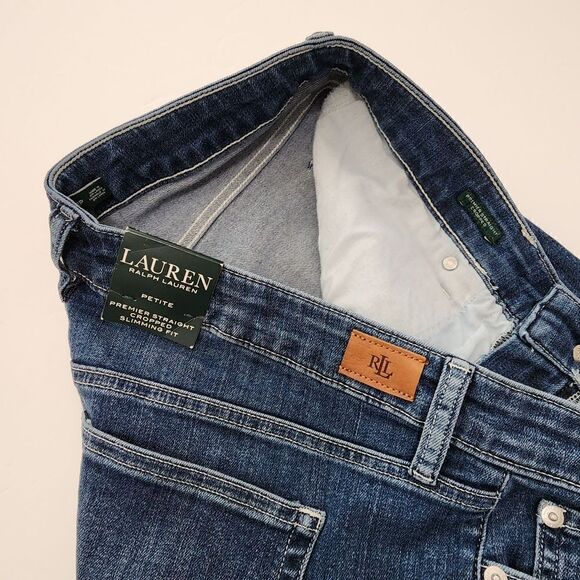 Lauren Ralph Lauren 12P Women Premier Denim Dark Wash Straight Crop Jeans - Picture 13 of 13